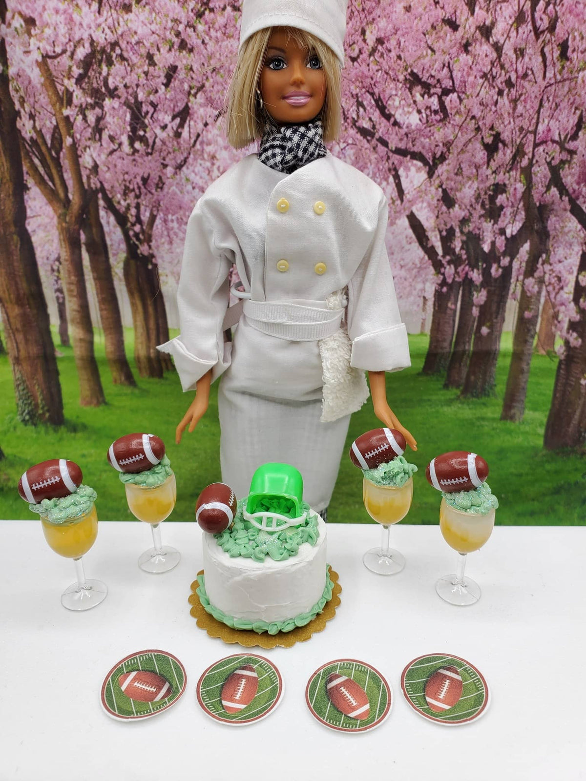 1:6th Scale Football Party Mini Food Set for Fashion Dolls