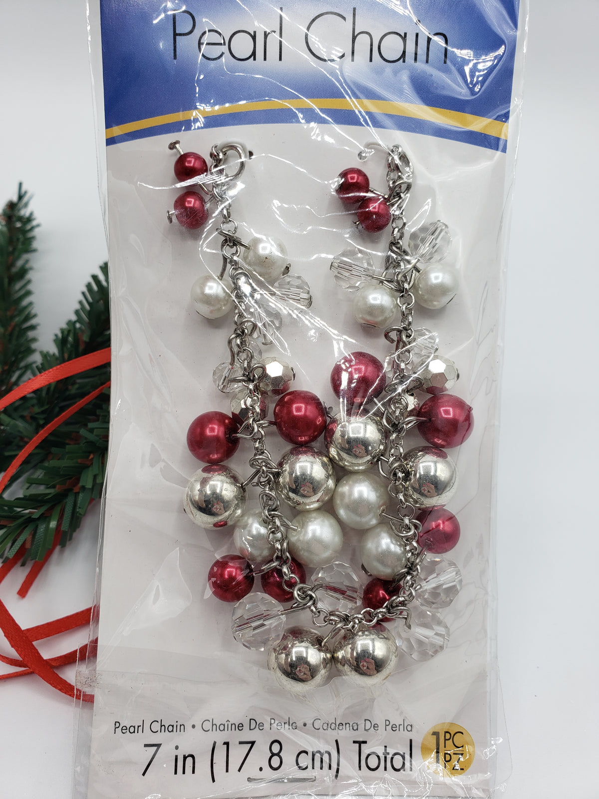 Chef Gina's beginner wreath making kit fashion dolls with red white and silver pearl chain Christmas decoration