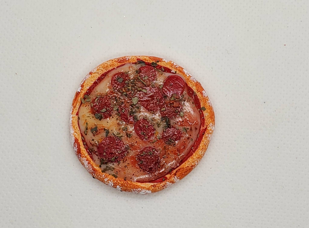 Chef Gina's miniature pizza fashion doll food with detailed pepperoni and herbs for doll accessories