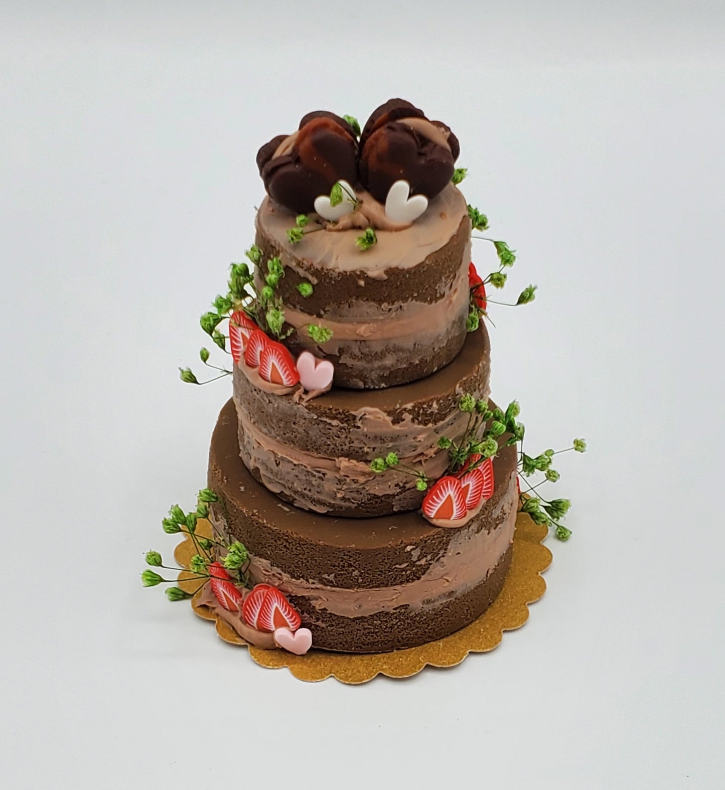 Valentine's Day 3 layered Chocolate Cake for 1:6th Scale Dolls