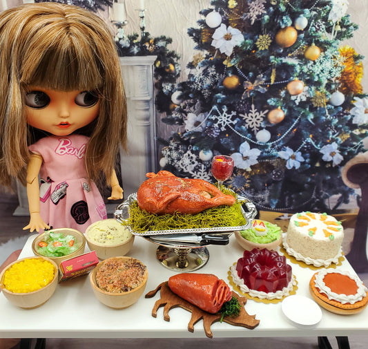 The Ultimate Miniature Turkey Platter Food Set for Fashion Dolls 1:6th scale
