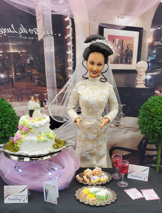 Miniature food with a barbie doll