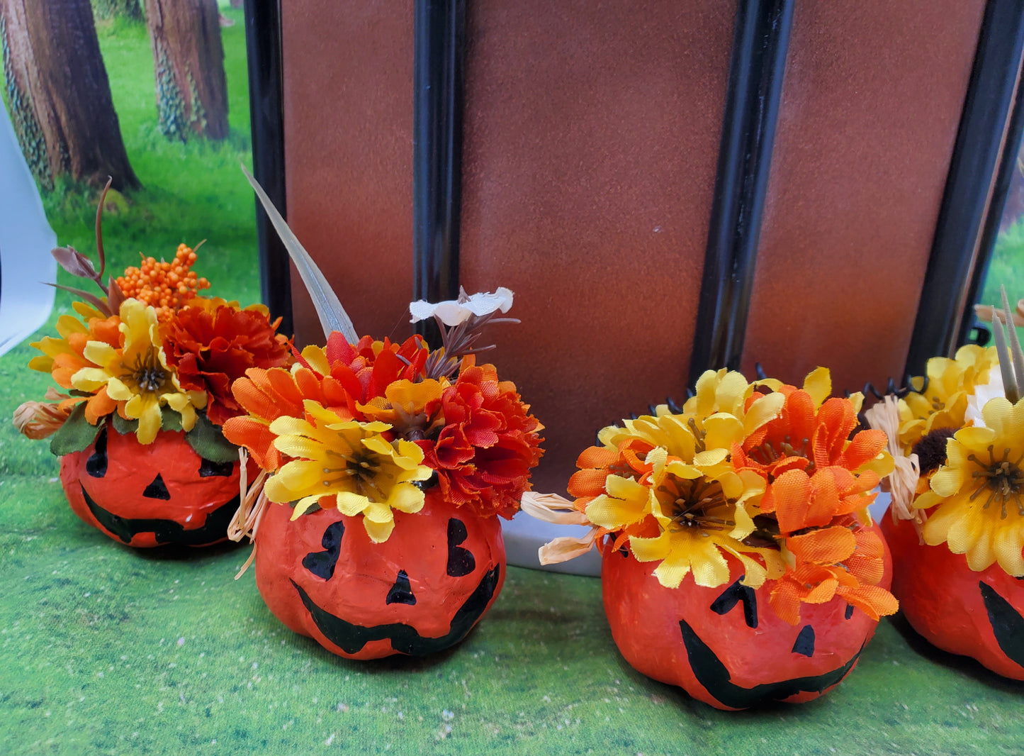 floral pumpkin displays