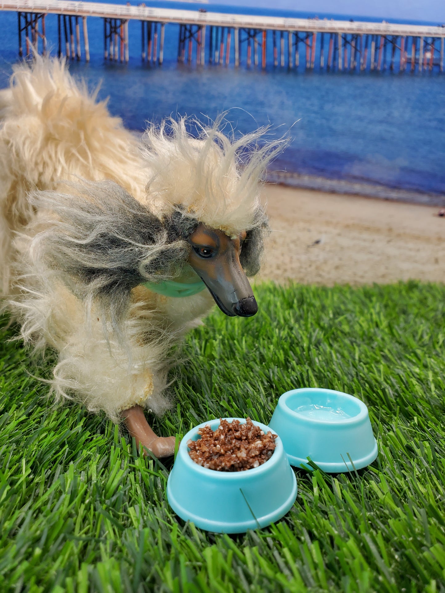 Chef Gina's Mini Food fashion doll dog food bowls in turquoise for stylish pet play