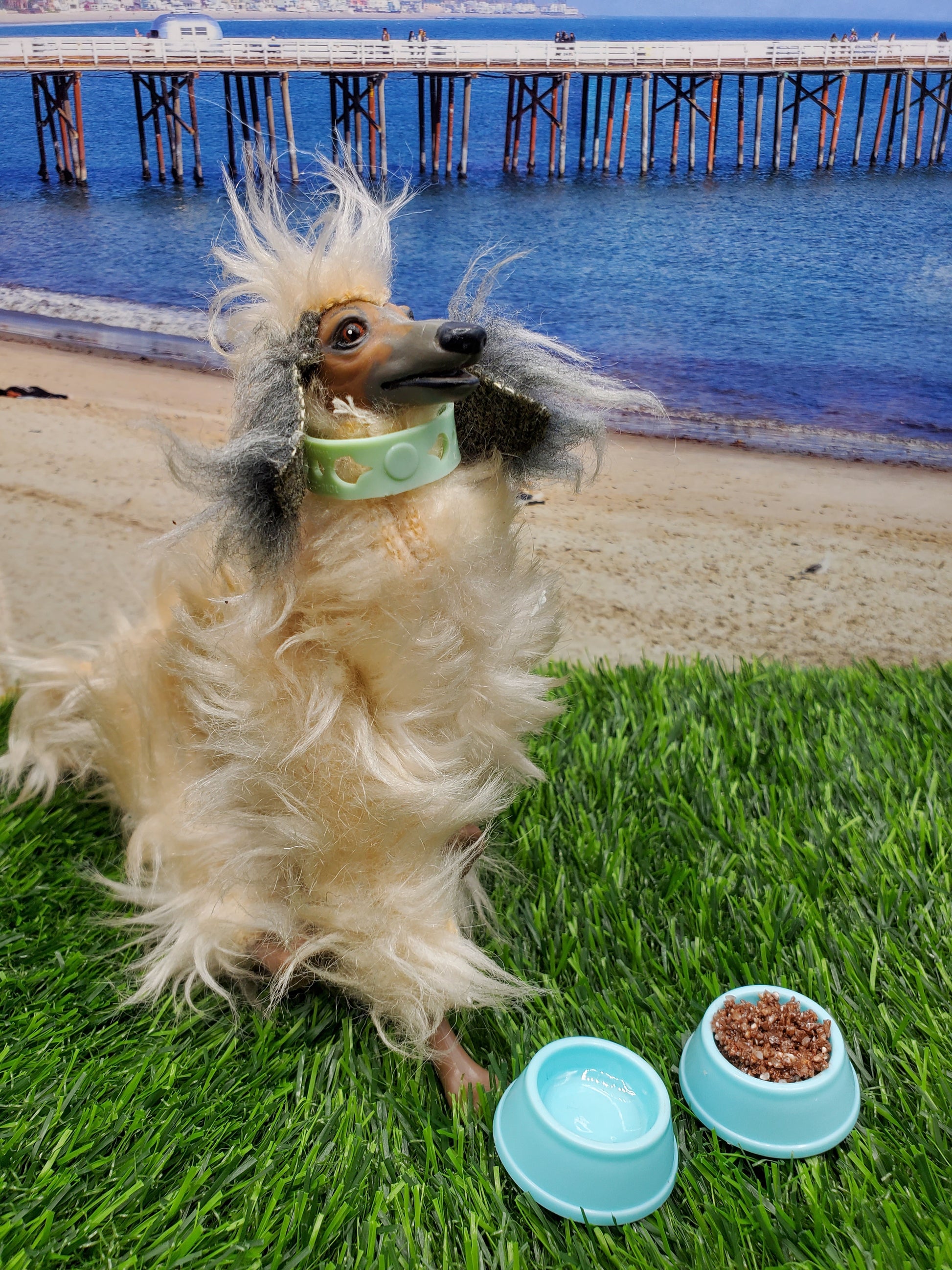 Chef Gina's Mini Food Fashion Doll Dog Food Bowls in Aqua Color with Realistic Dog Accessory