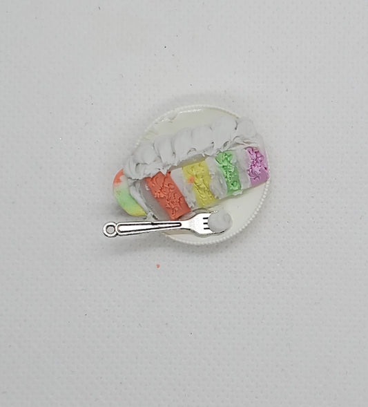 Chef Gina's Mini Food fashion doll sherbet cake on a plate with a silver fork