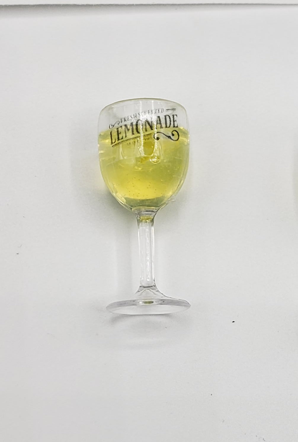 Chef Ginas Mini Food fashion doll size lemonade in a clear miniature wine glass with printed label