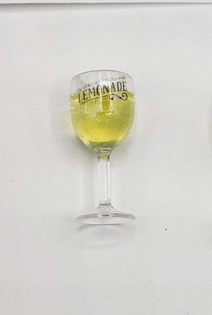 Chef Ginas Mini Food fashion doll size lemonade in a clear miniature wine glass with printed label
