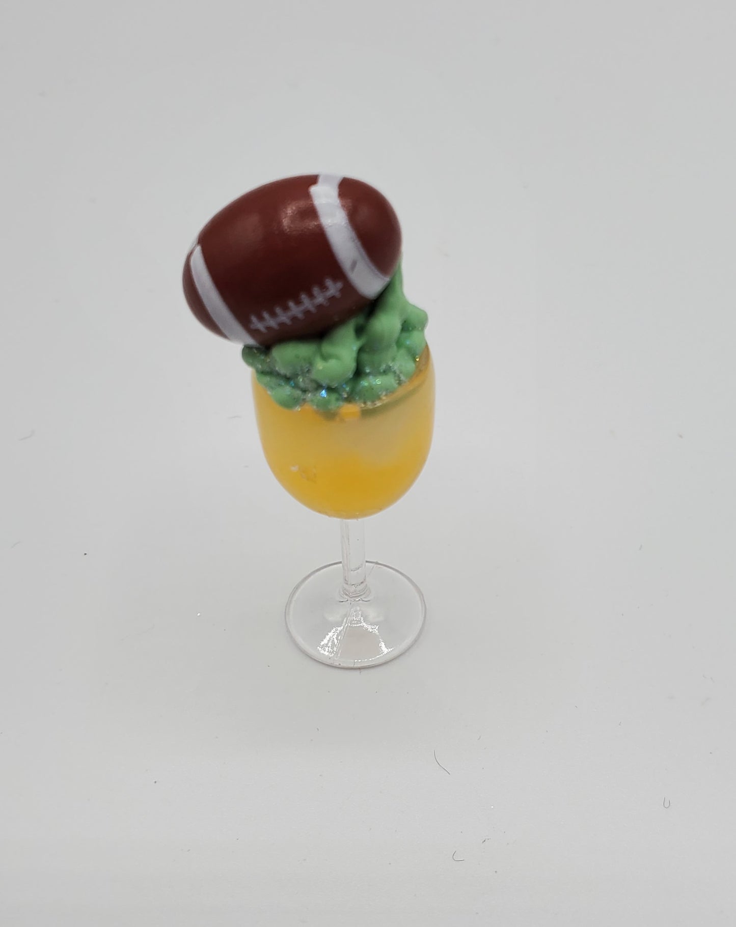 Chef Gina's 1 6 scale doll football drinks miniature glass with green foam and football topper