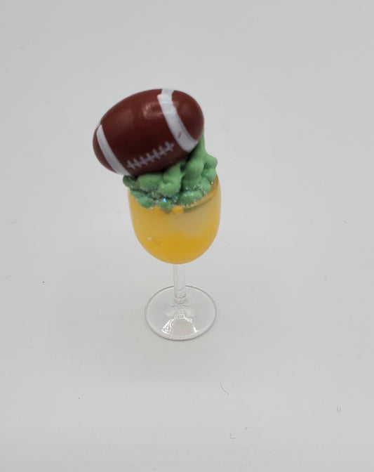 Chef Gina's 1 6 scale doll football drinks miniature glass with green foam and football topper