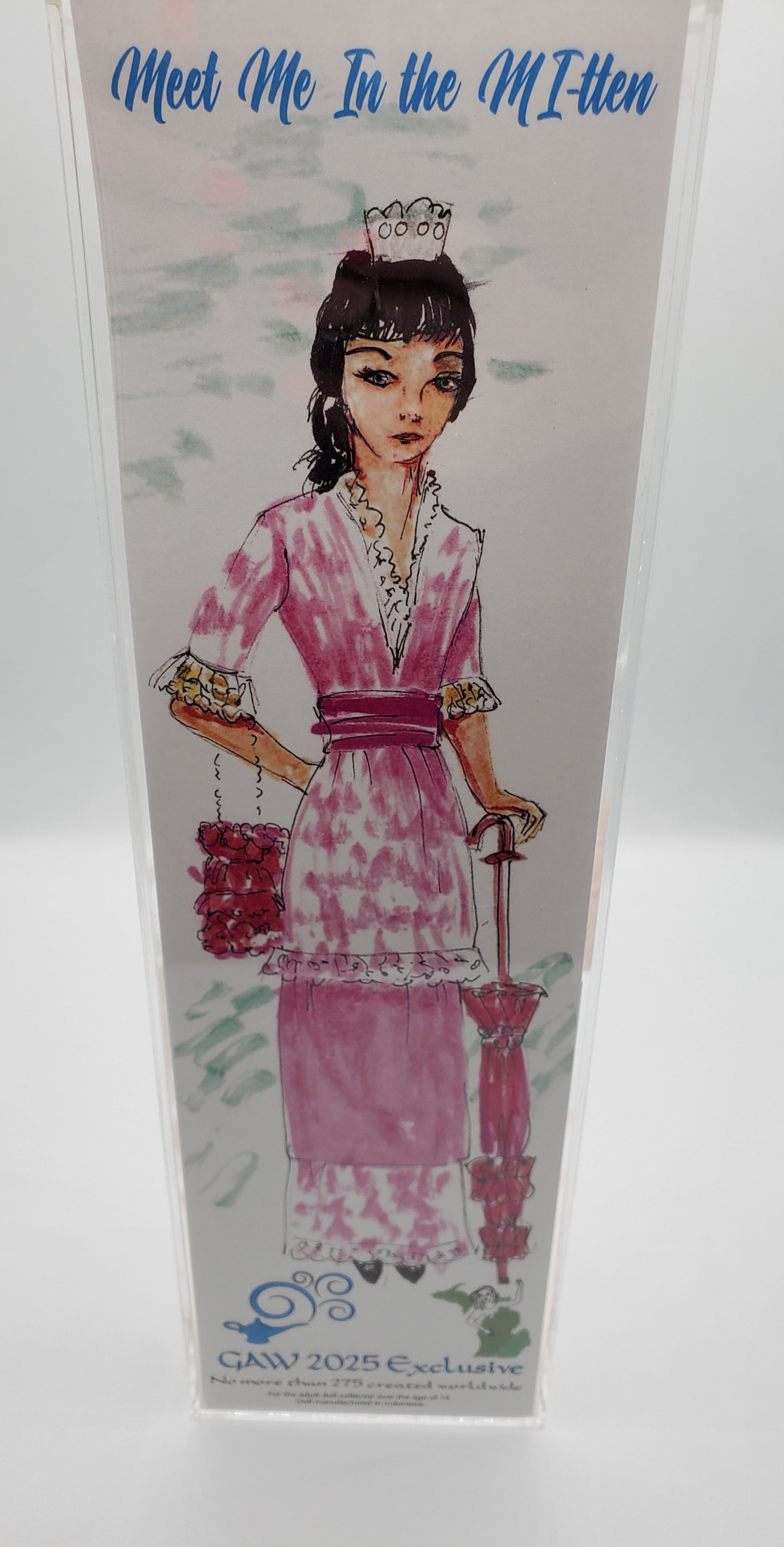 Grant A Wish Barbie doll Angie Gill illustration in pink dress with crown and accessories from Chef Gina's Mini Food