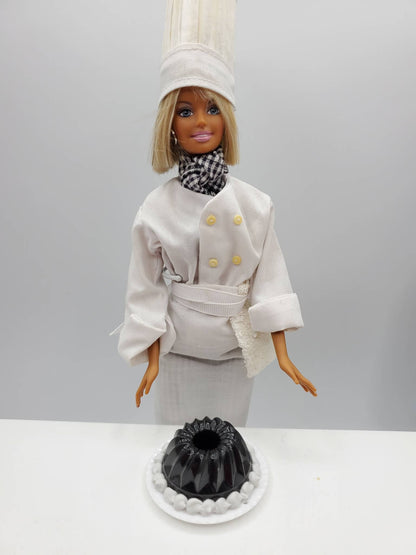 Chef Gina Doll in White Chef Outfit with Jello Mold Accessory for Mini Food Play