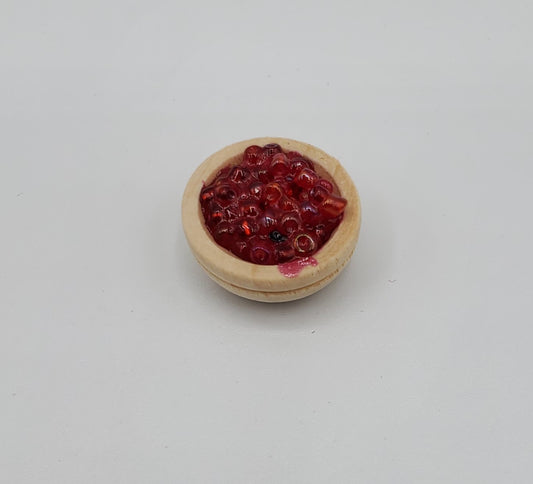 Chef Gina's miniature cranberry sauce for dolls in a small wooden bowl side dish