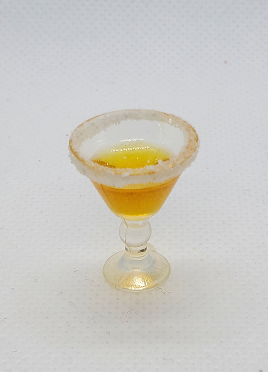 Chef Gina's miniature margarita toy drinks with salted rim doll accessory in clear glass