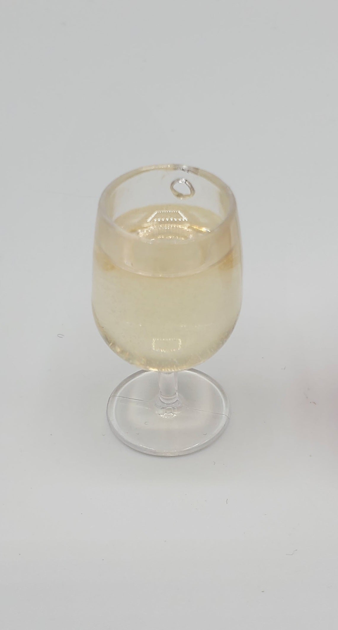 Chef Gina's miniature white wine for 1:4th scale in a clear glass with realistic white wine color