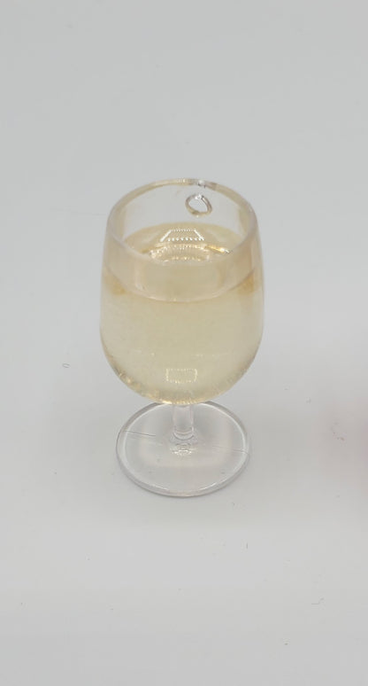 Chef Gina's miniature white wine for 1:4th scale in a clear glass with realistic white wine color