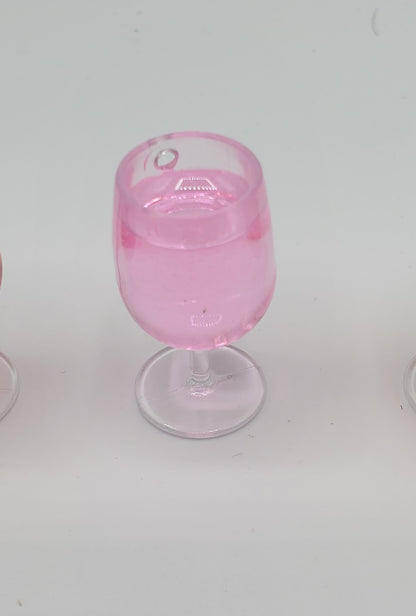 Chef Gina's Mini Food pink wine for 1:4th scale miniature glass with pink liquid inside