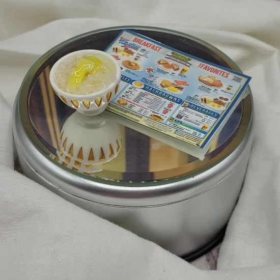 Bowl of Grits for Barbie size dolls with a Waffle house menu