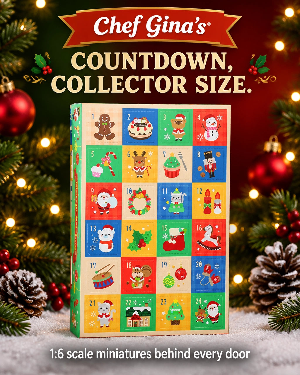 Handmade Miniature Advent Calendar – 24 Pieces in 1:6 Scale