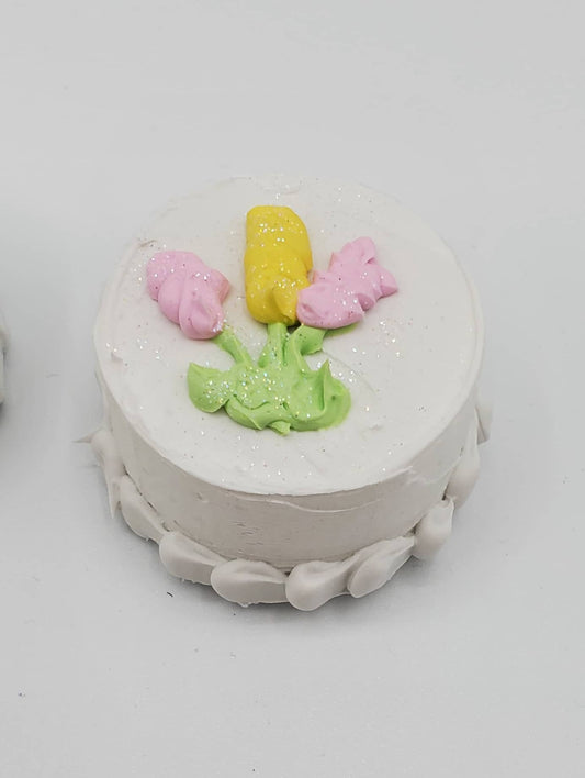 Three Flowered Cake Miniature Food For Fashion Dolls