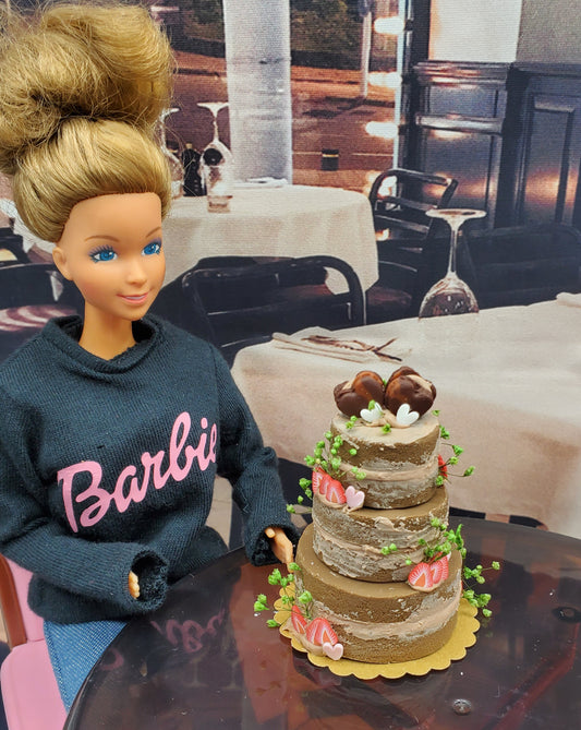 Valentine's Day 3 layered Chocolate Cake for 1:6th Scale Dolls