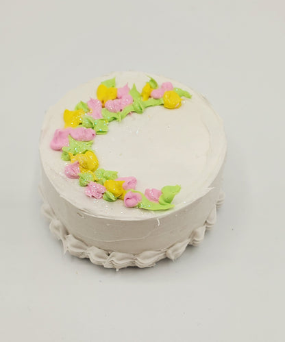 1:4th Scale Flowered Spray Bakery Cake Miniature Food