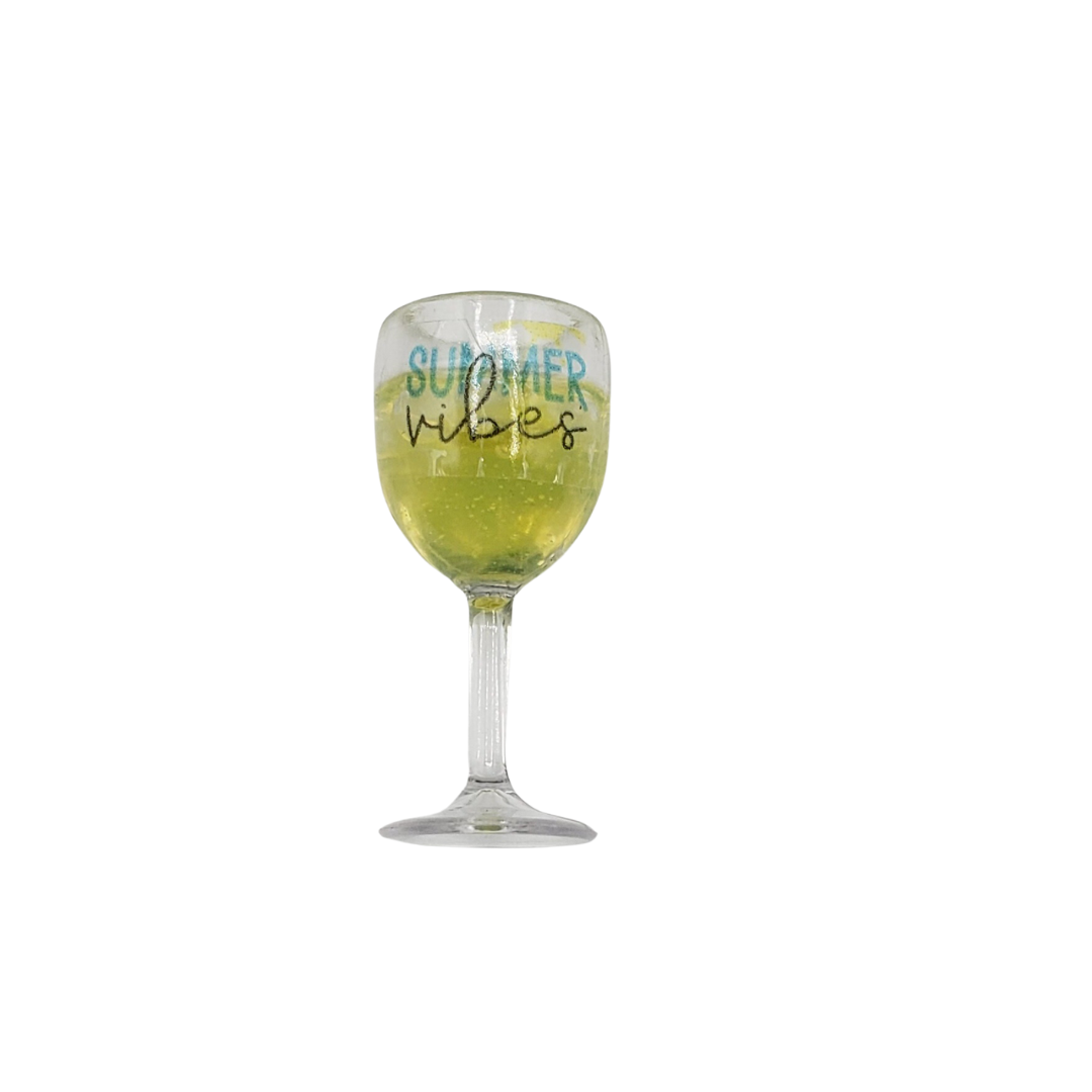 Chef Gina's Mini Food Summer Vibes doll lemonade set clear glass with yellow lemonade and summer vibes text