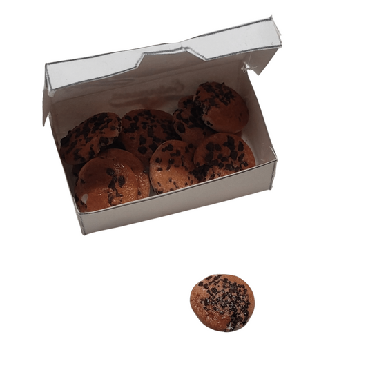 Chef Gina's miniature chocolate chip cookies doll accessories displayed in an open white box