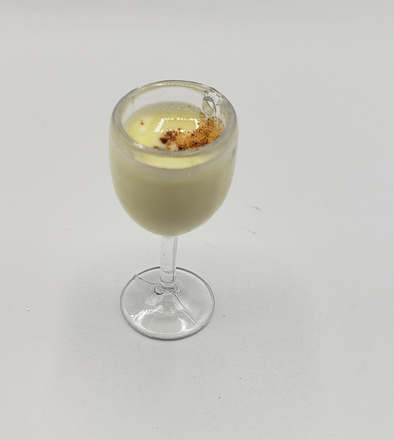 Chef Gina's 1 6 scale dollhouse egg nog in clear miniature glass with cinnamon sprinkle on top